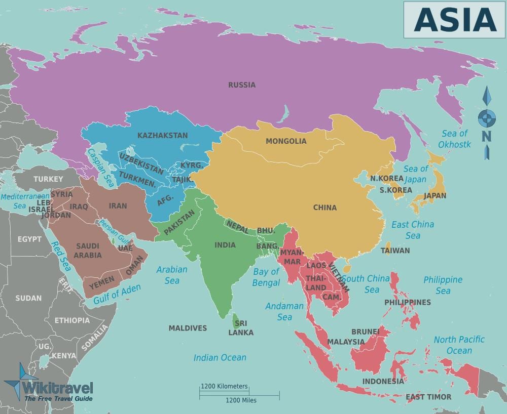 Karta över Taiwan och omgivande länder