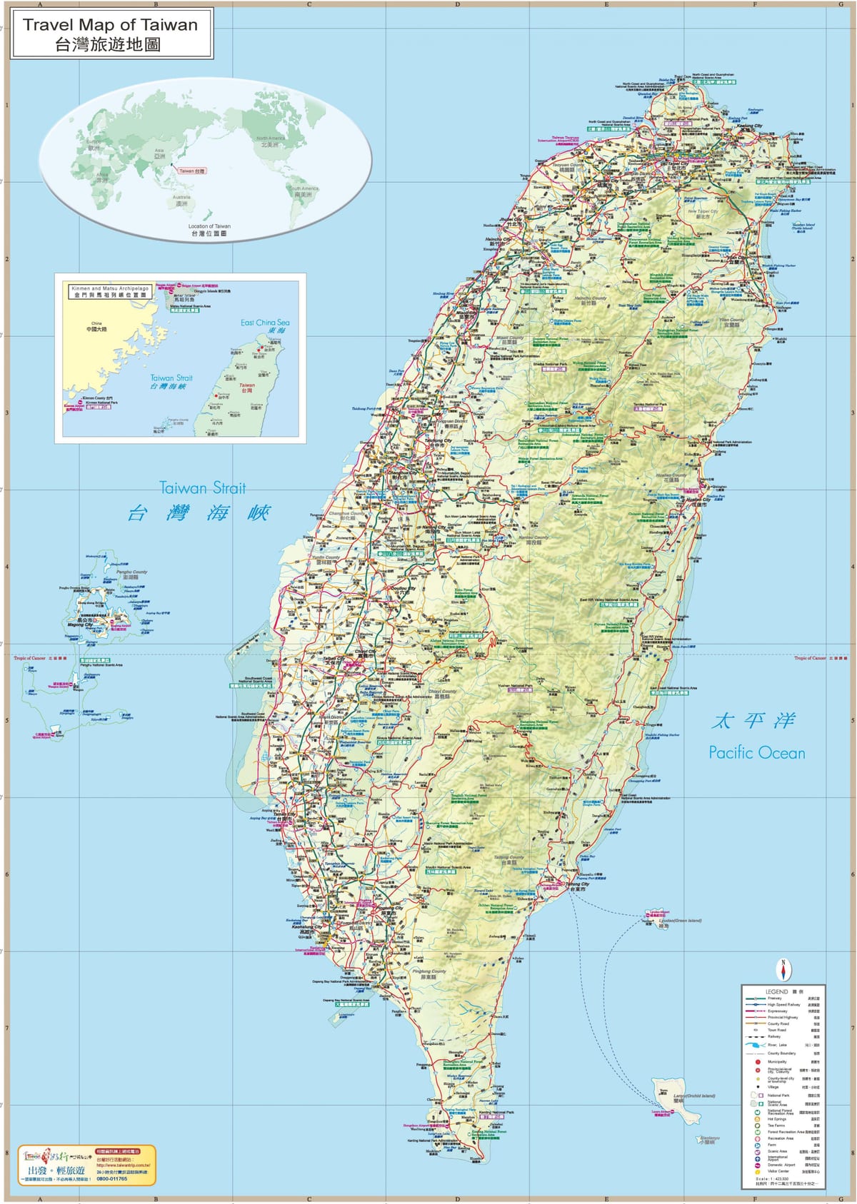 Karta över Taiwan attraktion