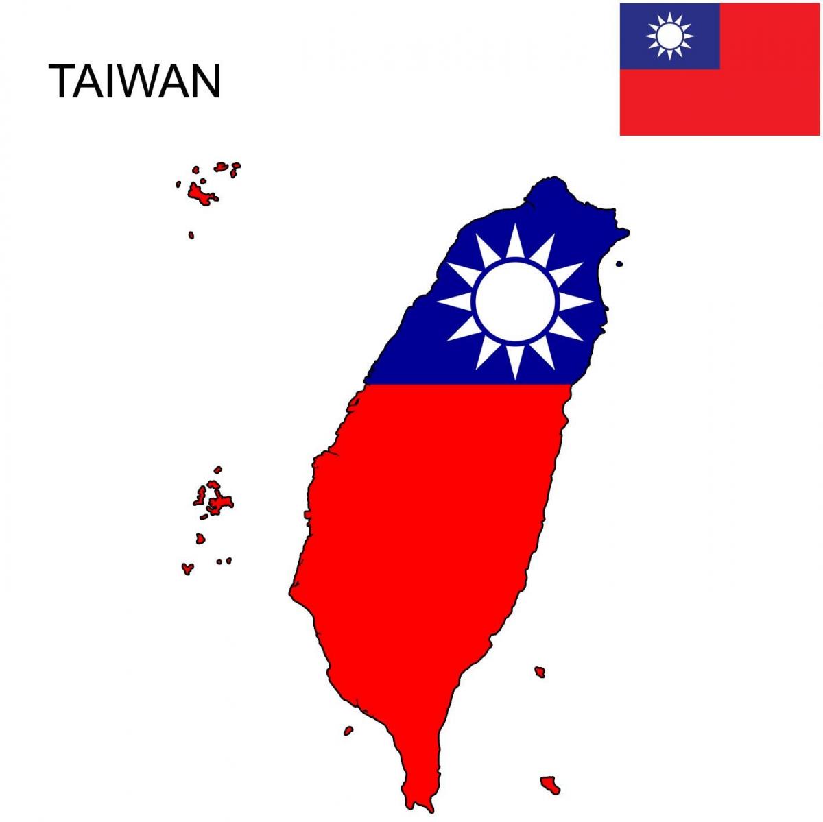 Karta över Taiwan flagga