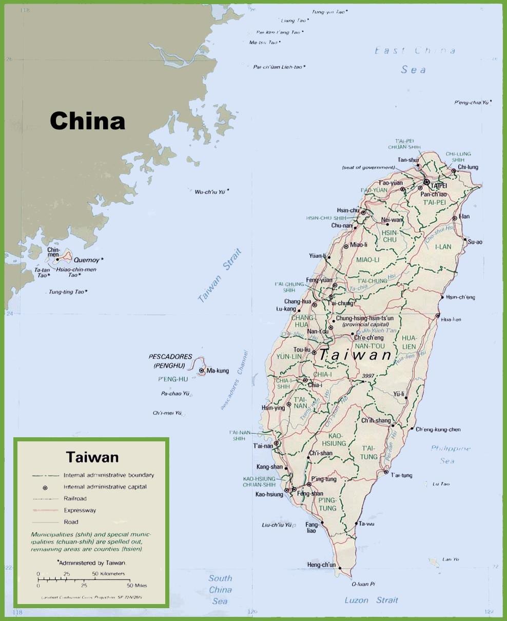 en karta över Taiwan