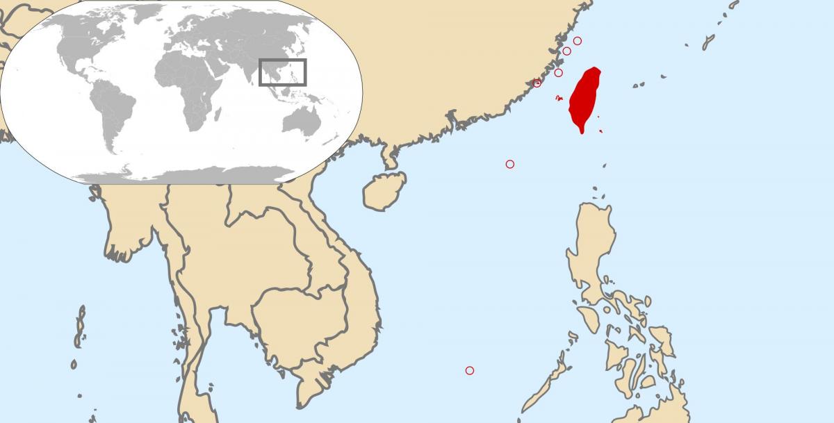 världskarta som visar Taiwan
