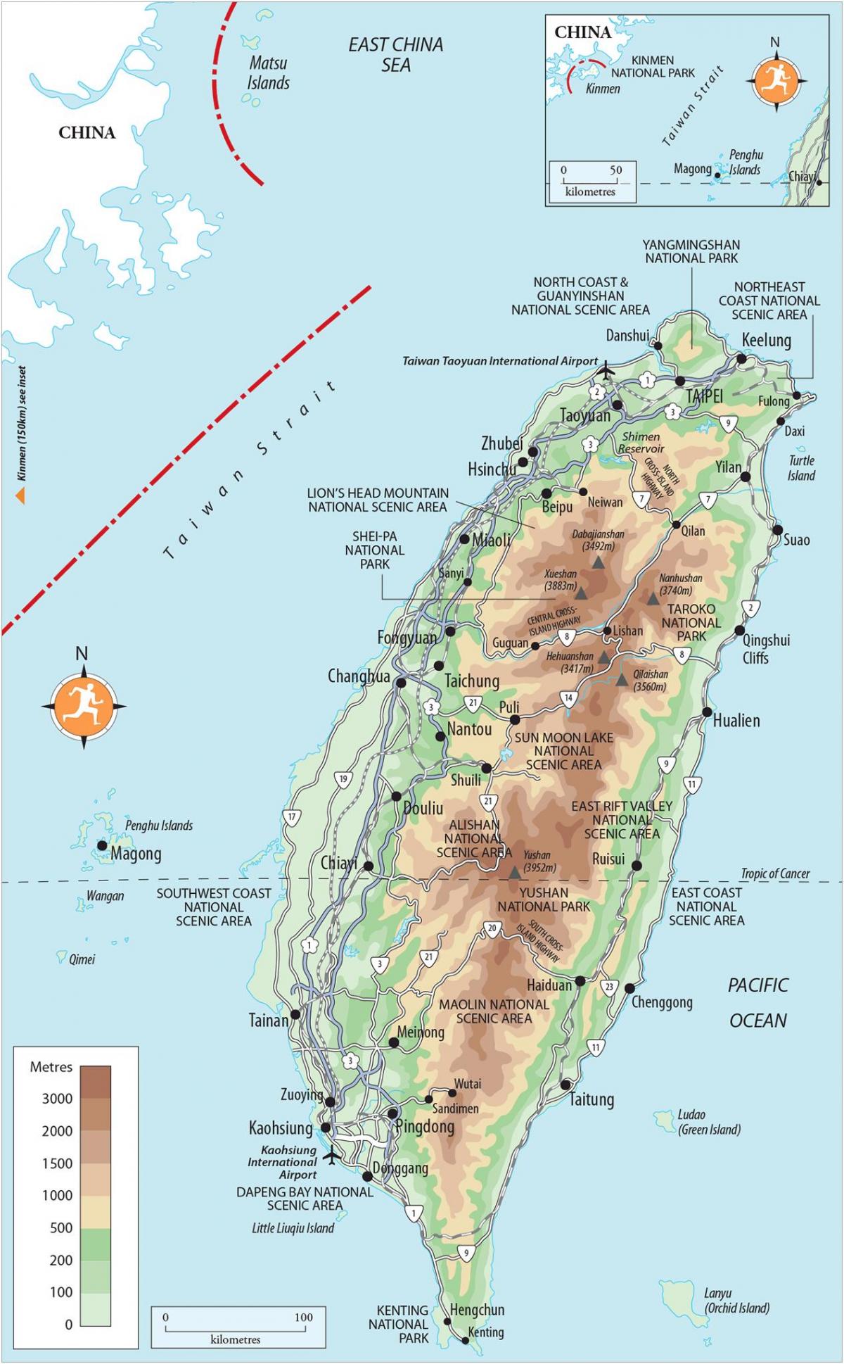 Karta över Taiwan platser av intresse