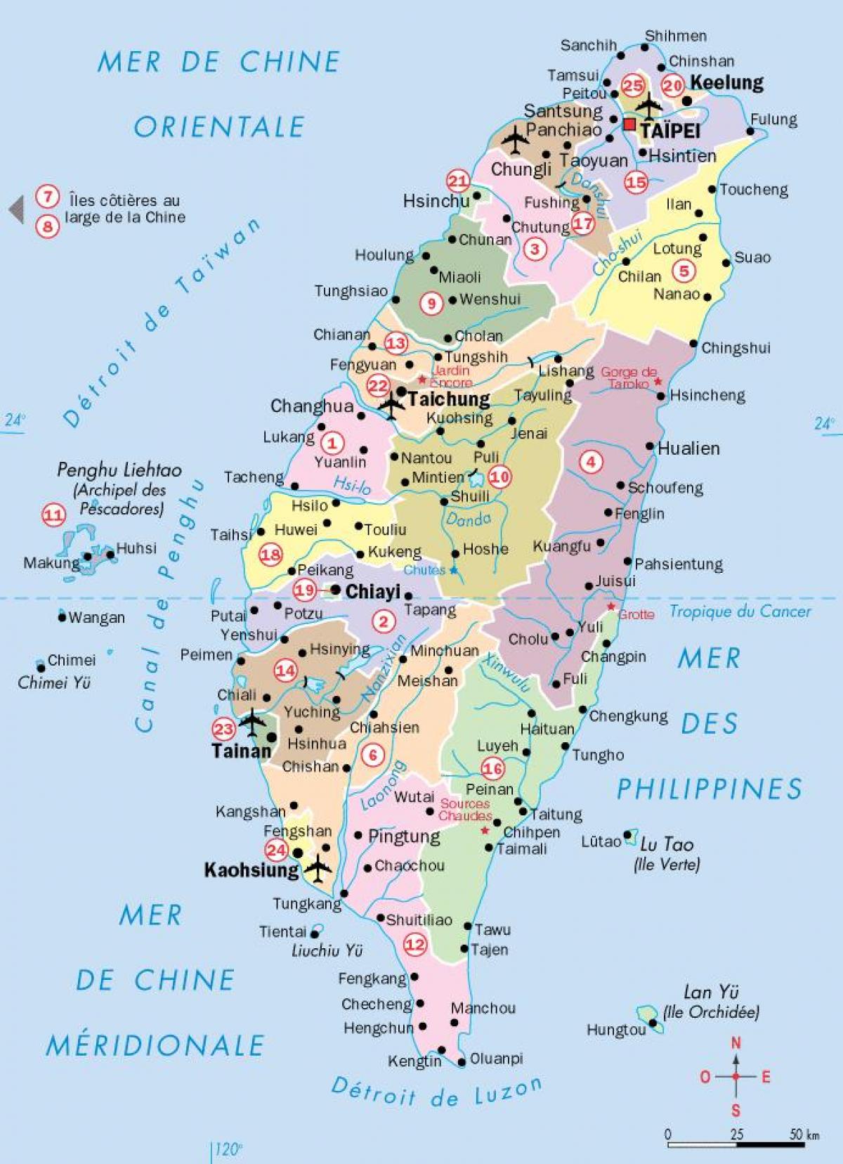 karta över Taiwan städer