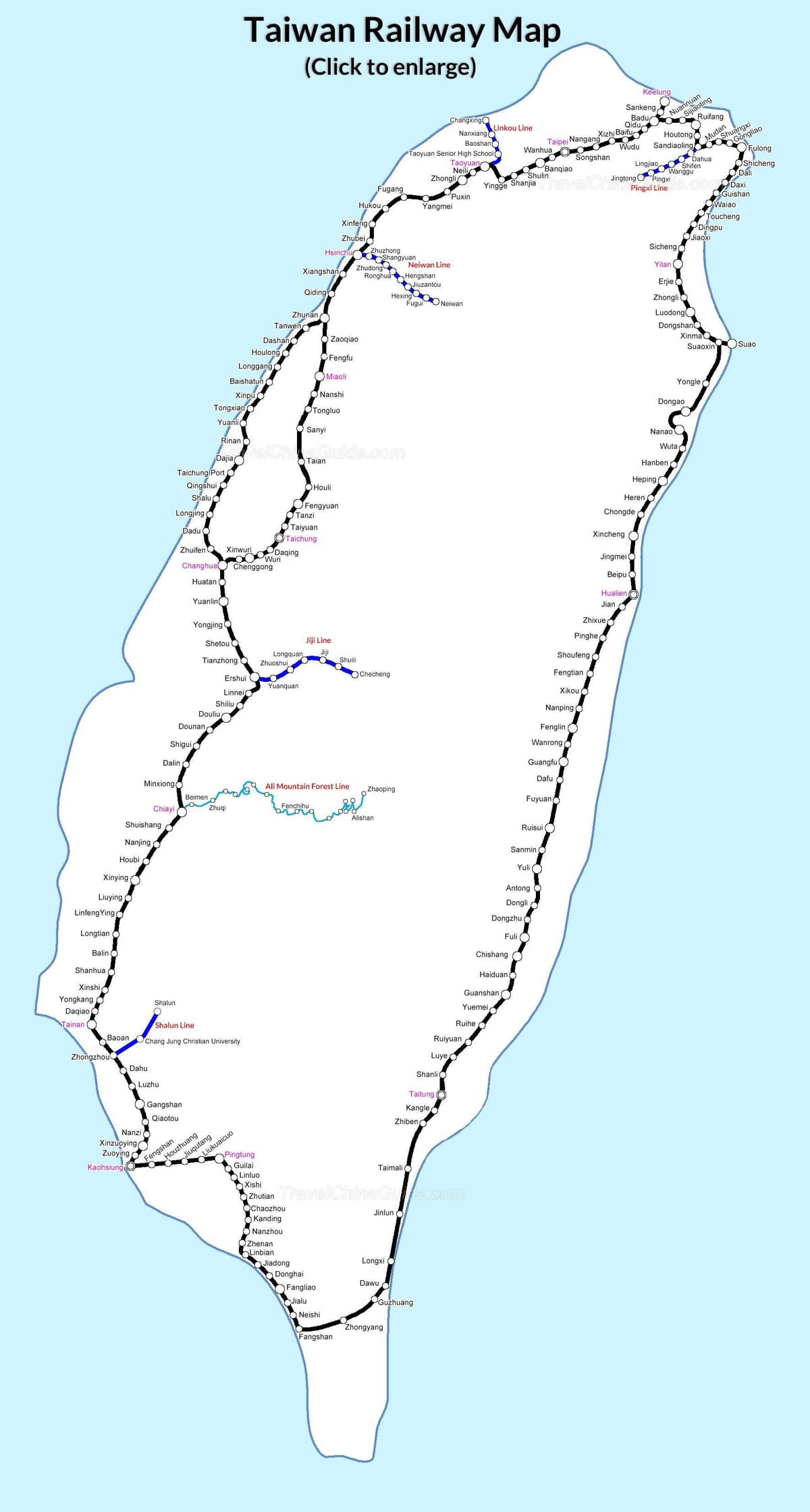 Taiwan höghastighetståg karta