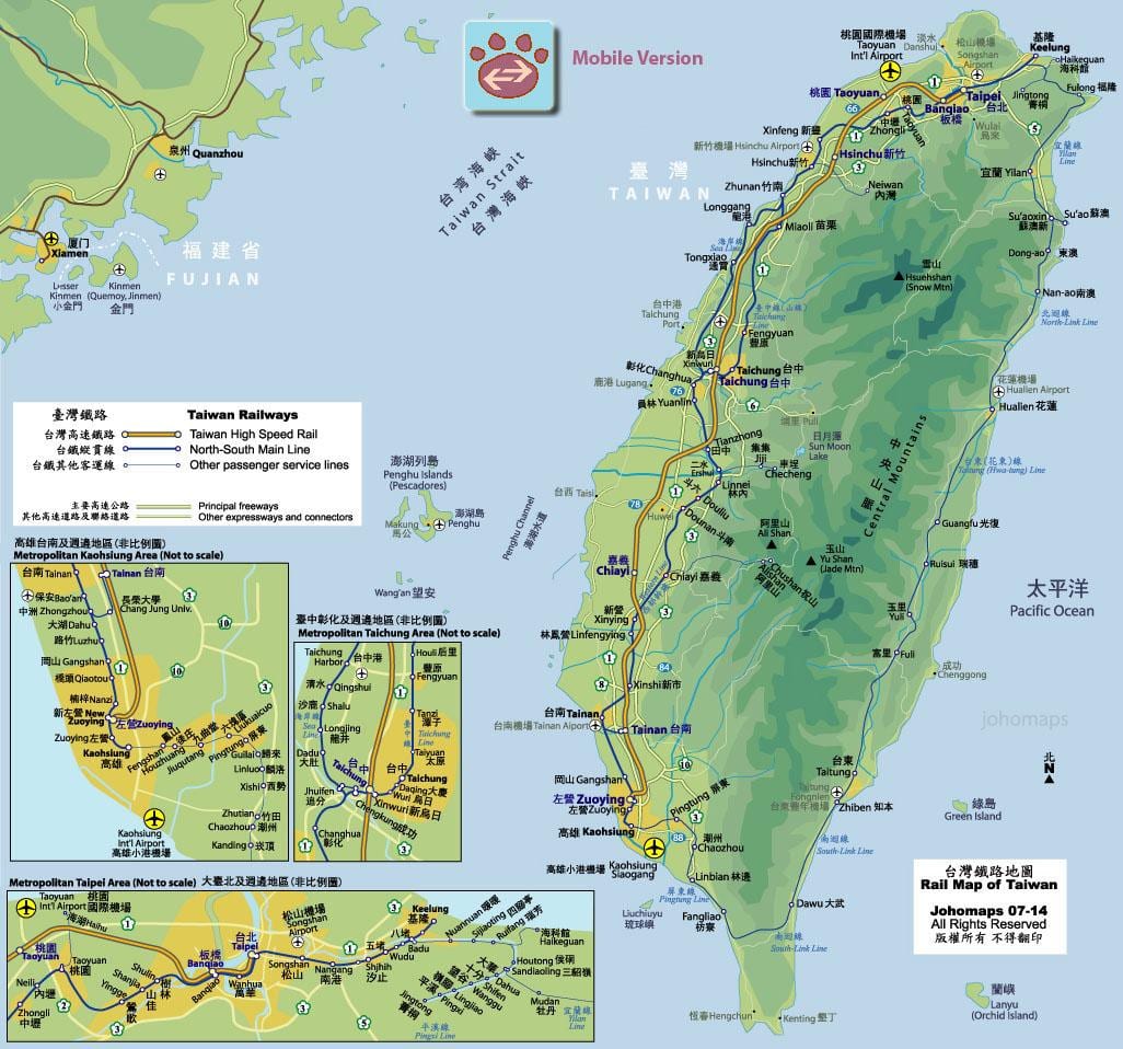 Taiwan tåg karta