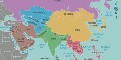 Karta över Taiwan och omgivande länder