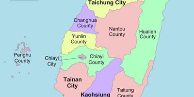 Karta över Taiwan län 