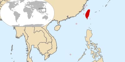 Världskarta som visar Taiwan