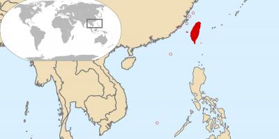 Världskarta som visar Taiwan